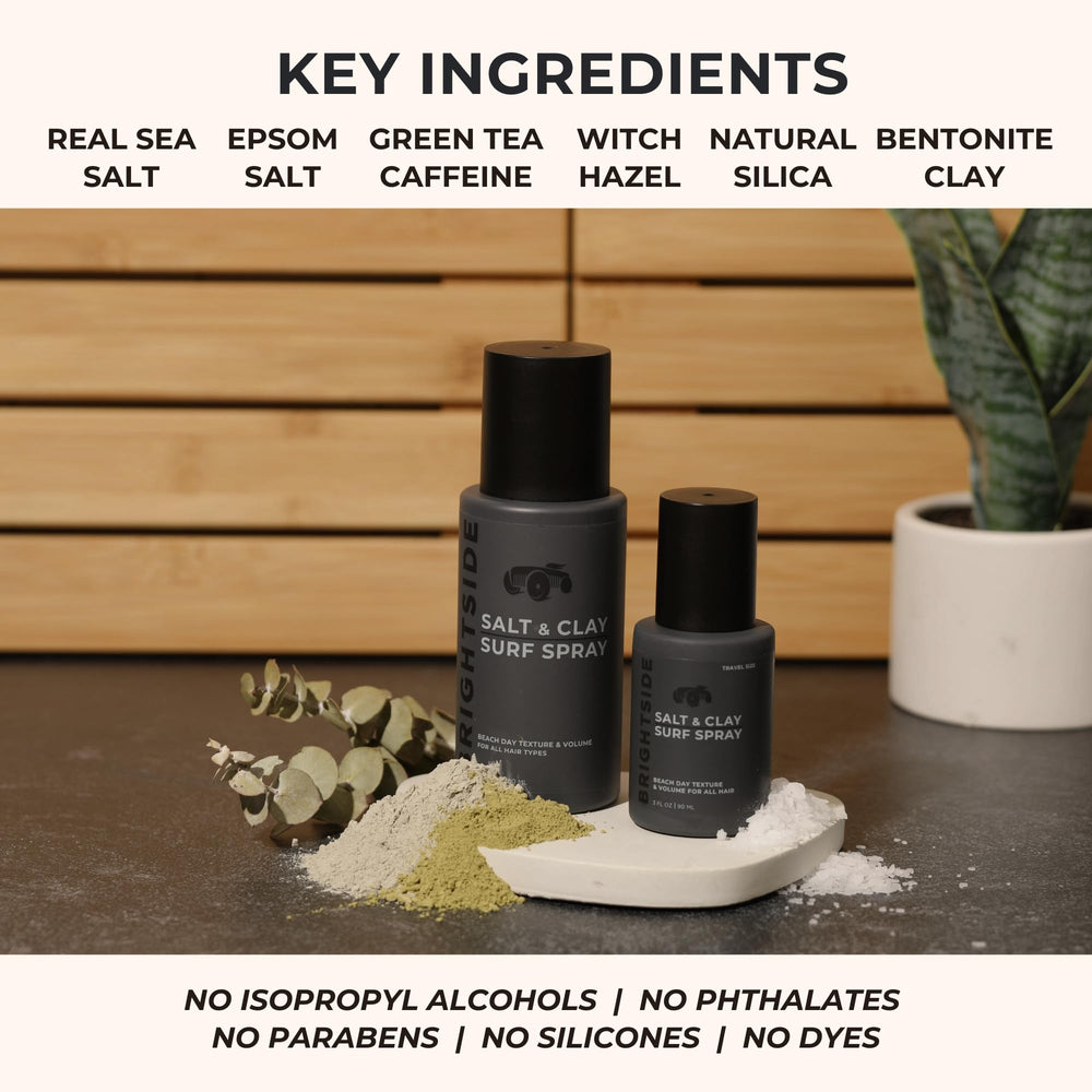 BRIGHTSIDE Salt and Clay Surf Spray on hair texture demonstration for a fuller feel