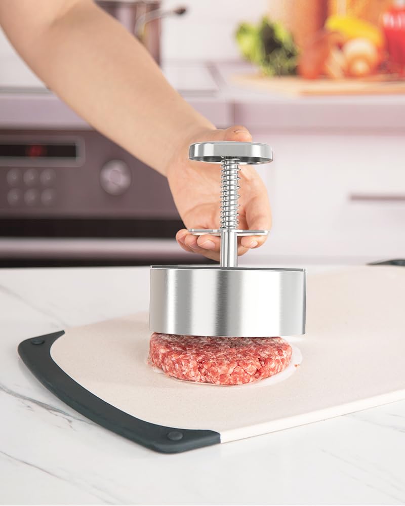 Brigii burger press with dishwasher-safe body for easy cleaning.