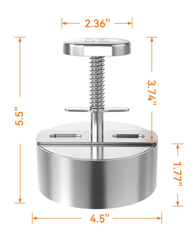 Brigii burger press easy-release feature prevents sticking.