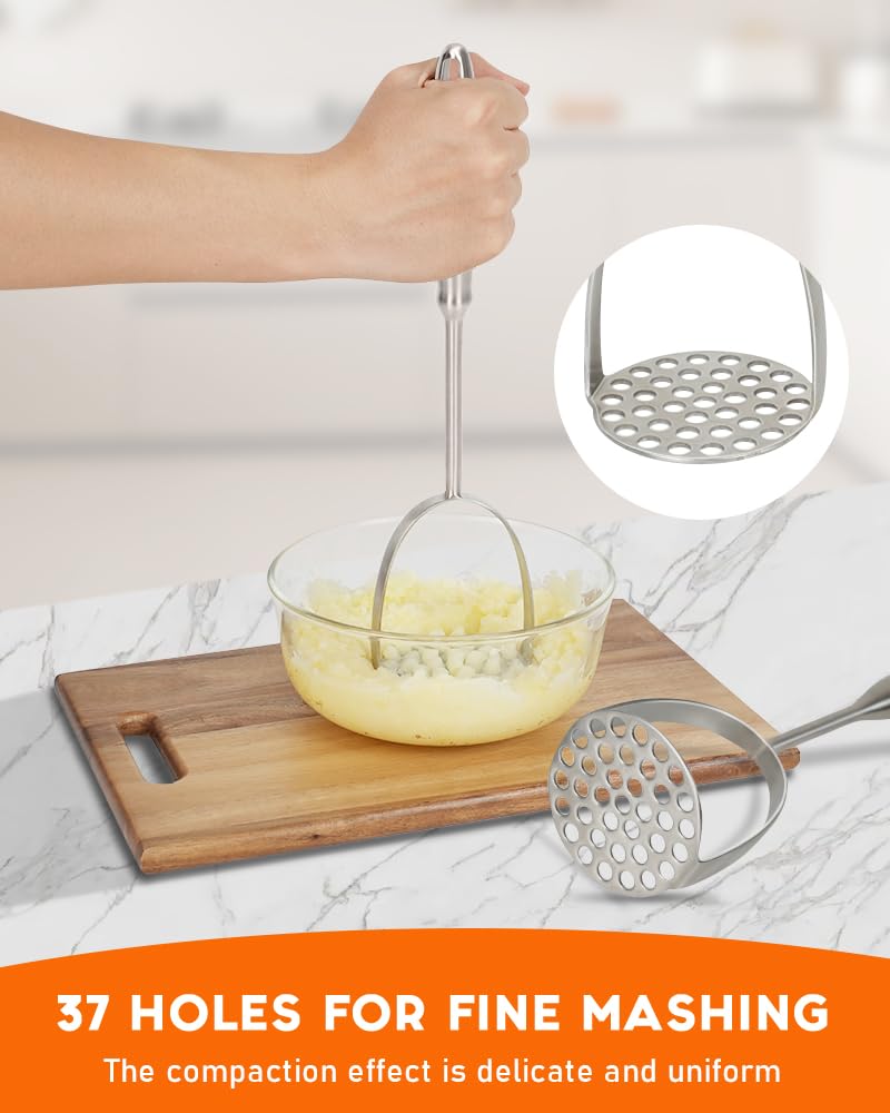Brigii potato masher showing dual-arc design for even pressure