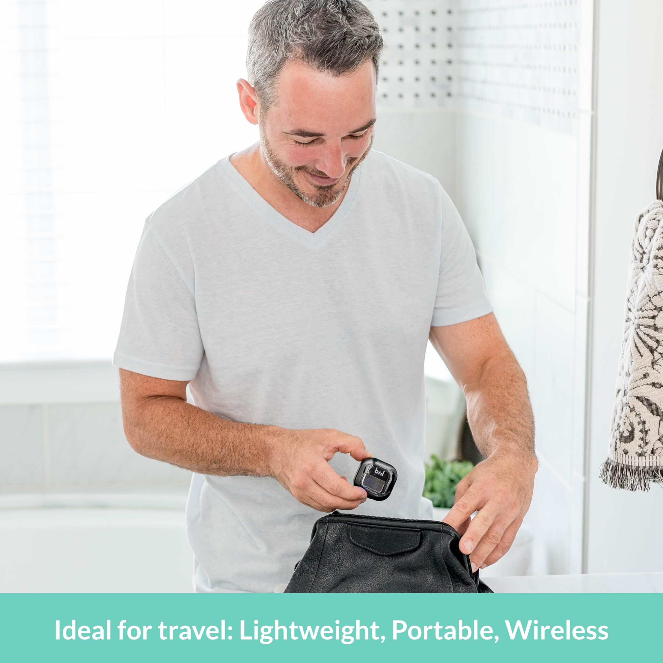 Bril USB rechargeable case charging feature supports all-size toothbrushes on the go.