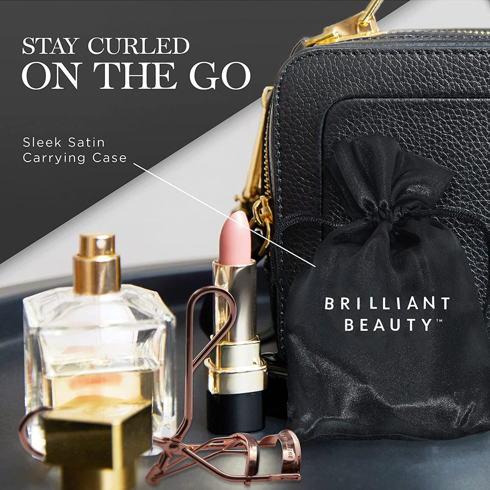 Brilliant Beauty travel-friendly curler fits compact bags for quick touch-ups.