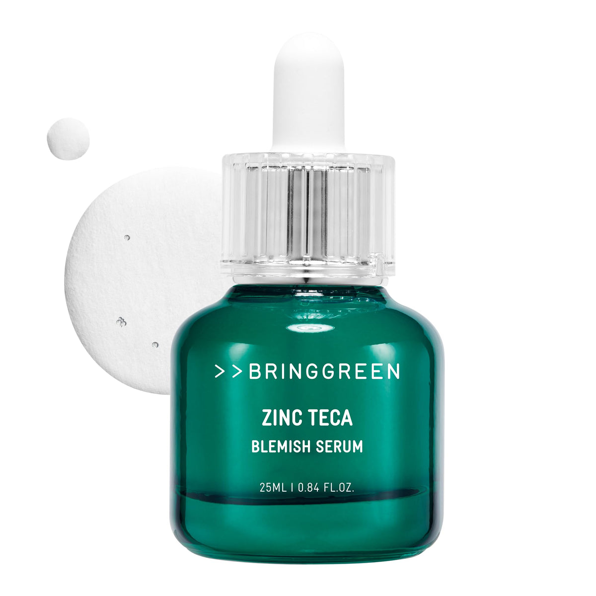 BRING GREEN Zinc TECA Serum bottle showing calming formula for sensitive skin