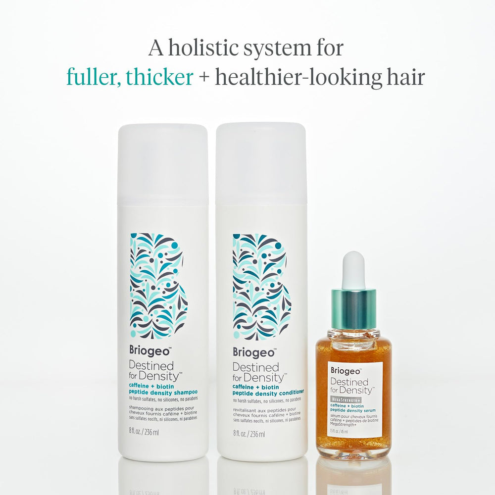 Color-safe packaging imagery for Briogeo Destined for Density suitable for color-treated hair