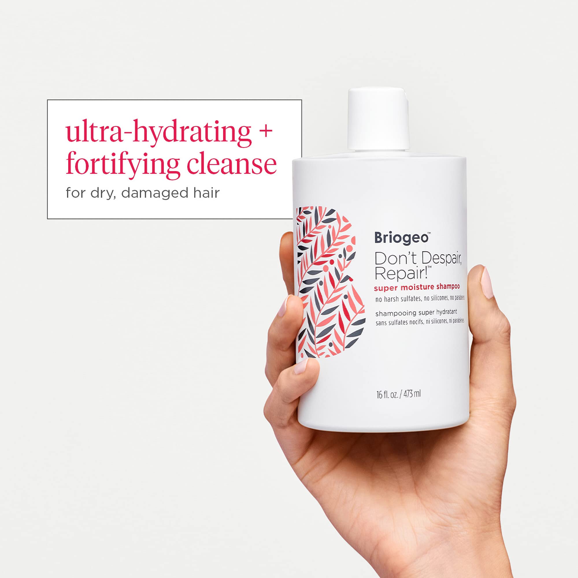 Briogeo Don't Despair, Repair! label detail featuring Nova Complex.