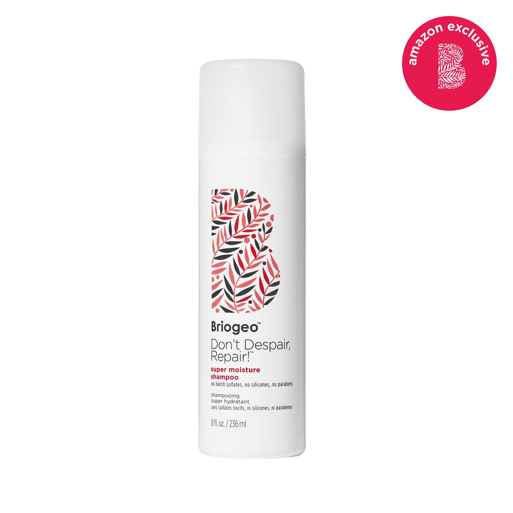 Briogeo Don't Despair, Repair! label shows ingredients like biotin and rosehip oil