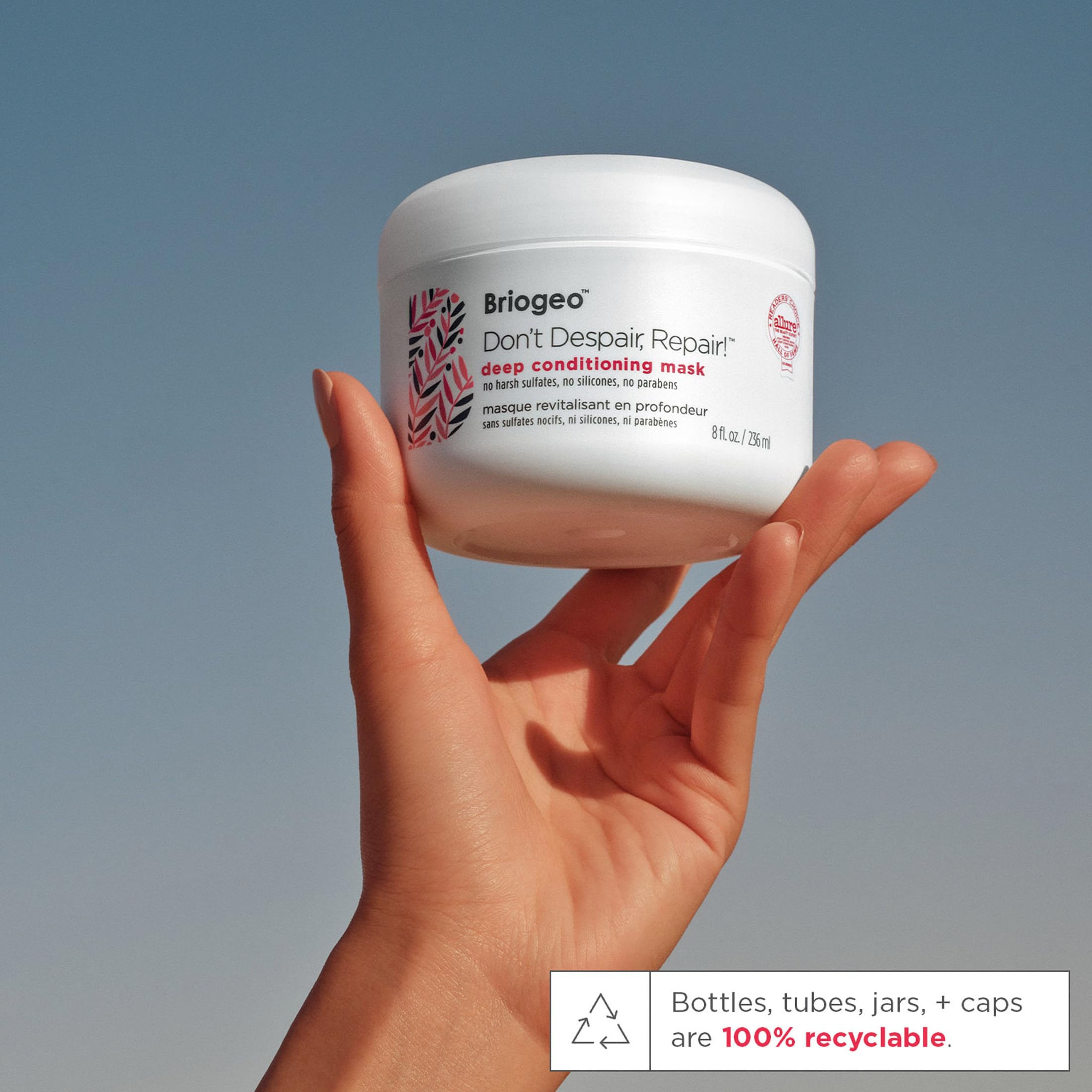 Weekly treatment routine with Briogeo mask for softer ends and reduced frizz.