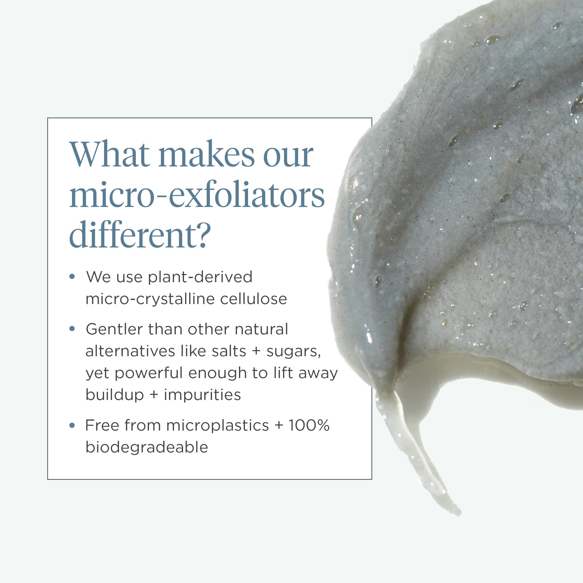 Briogeo Scalp Revival texture swatch showing plant-based exfoliants