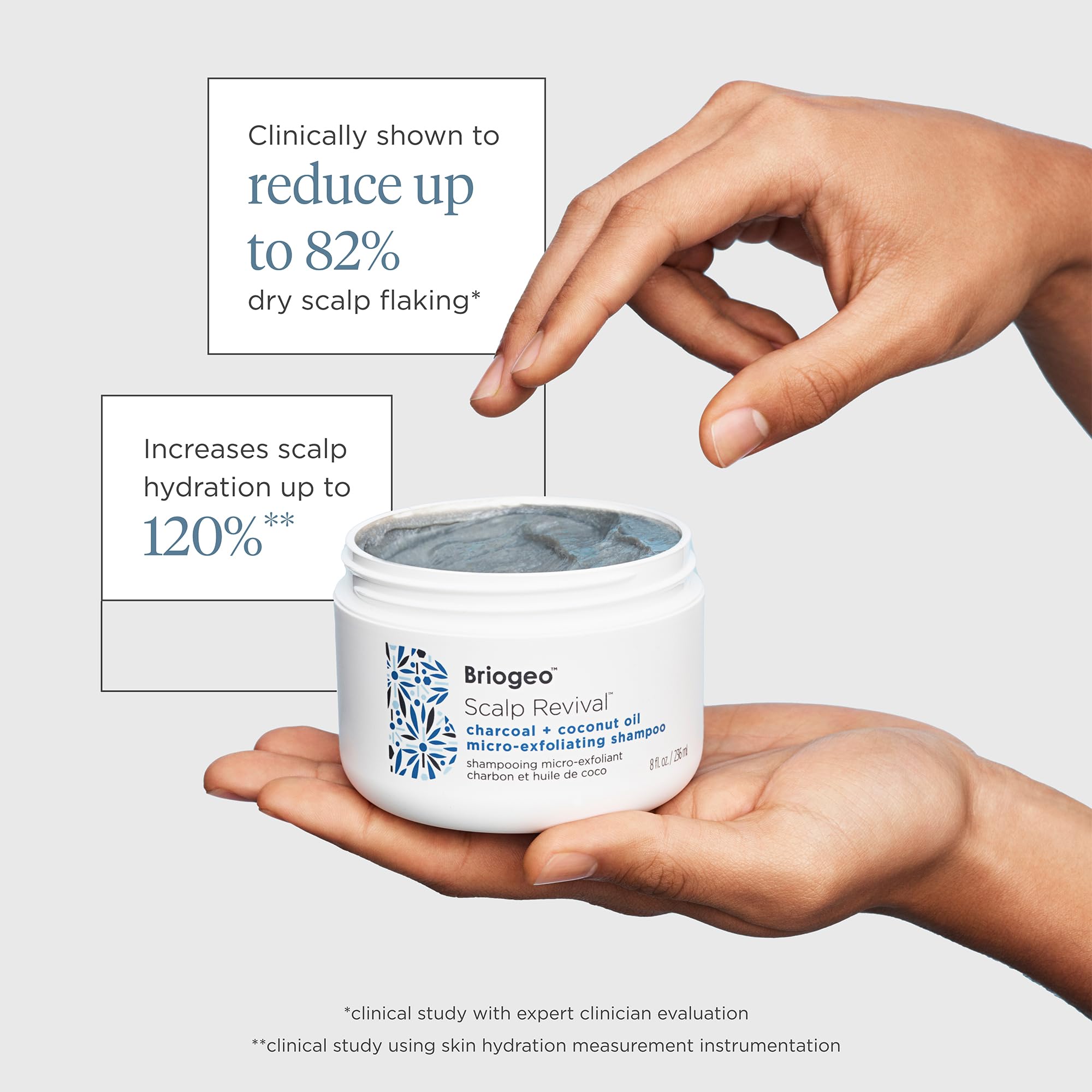 Briogeo Scalp Revival compact packaging shows 2 oz travel size