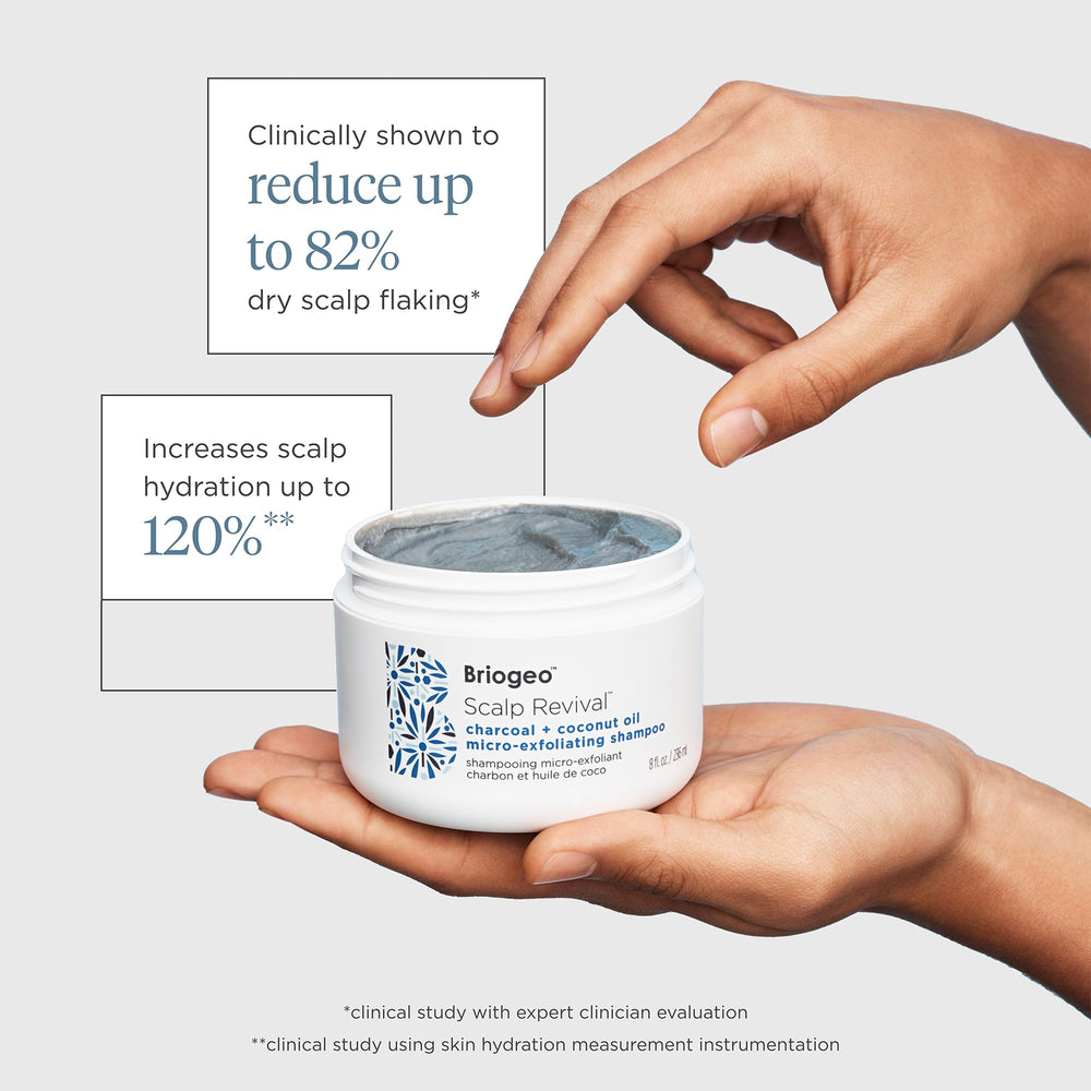 Briogeo Scalp Revival compact packaging shows 2 oz travel size