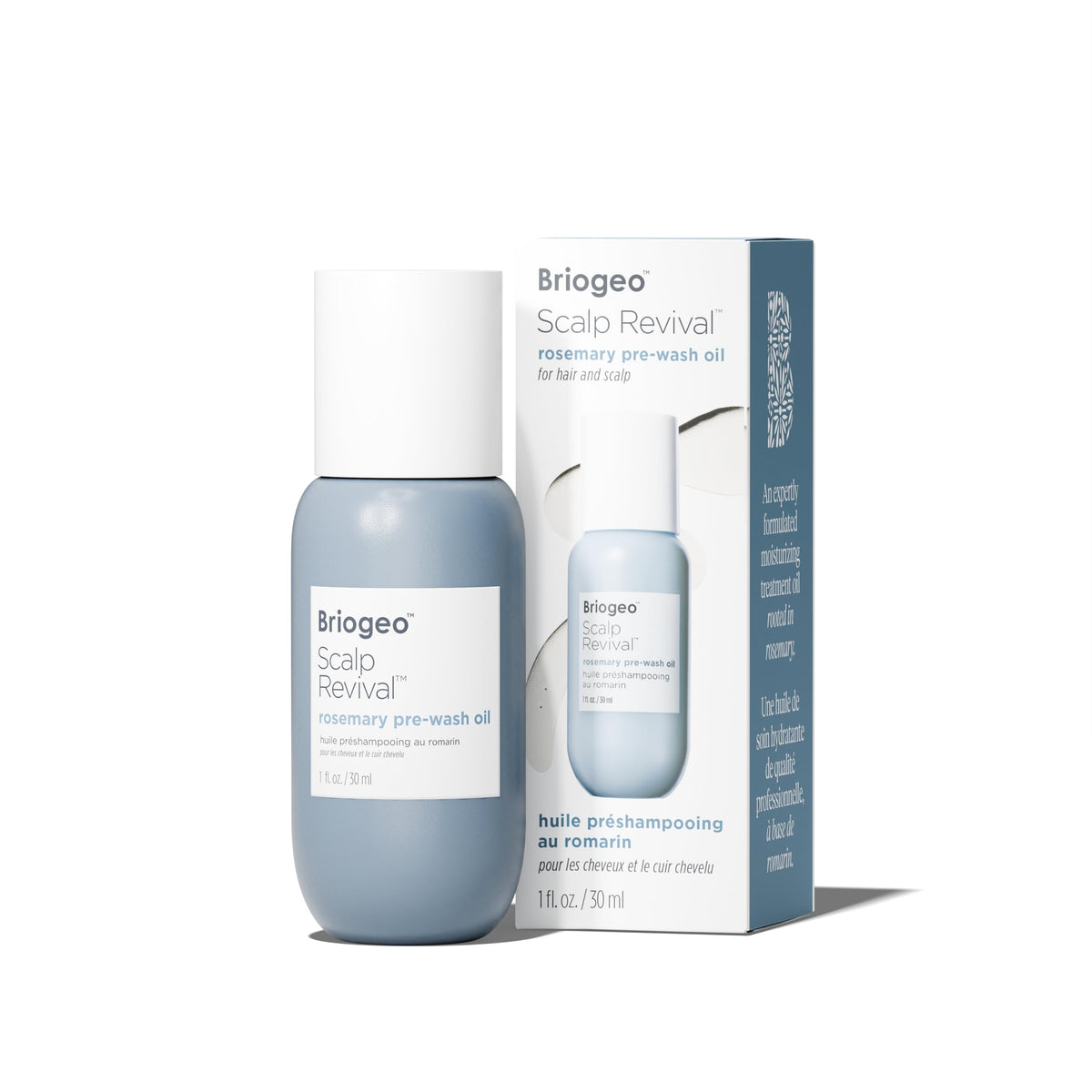 Briogeo Scalp Revival Rosemary Pre-Wash Oil bottle ready for scalp care