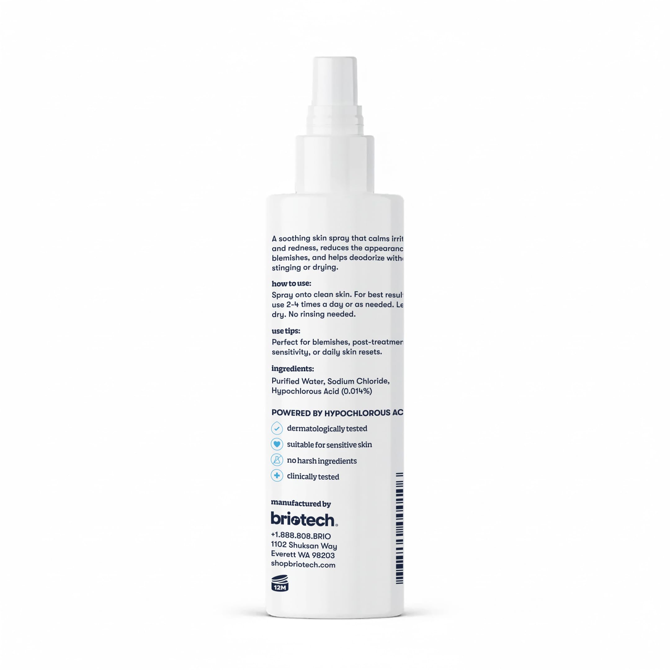 BRIOTECH daily-use routine setup with spray bottle.