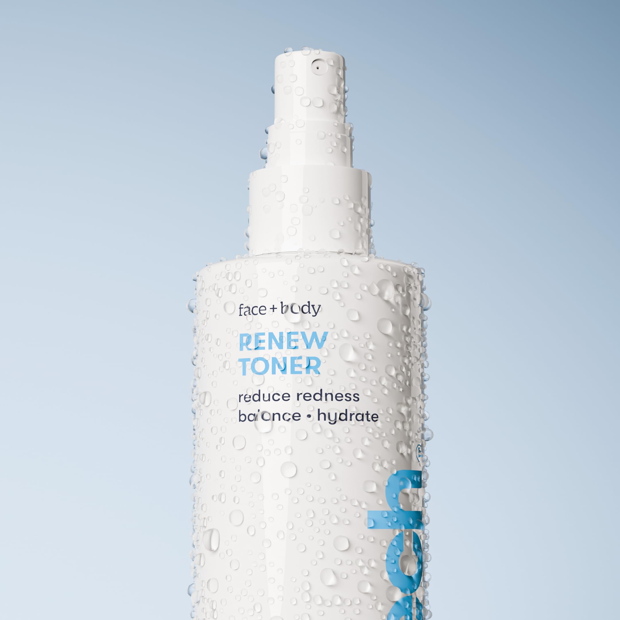 BRIOTECH Renew Toner mist dispense shows quick absorption into skin.