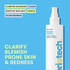 BRIOTECH Renew Toner spray application evenly covers blemish-prone skin.