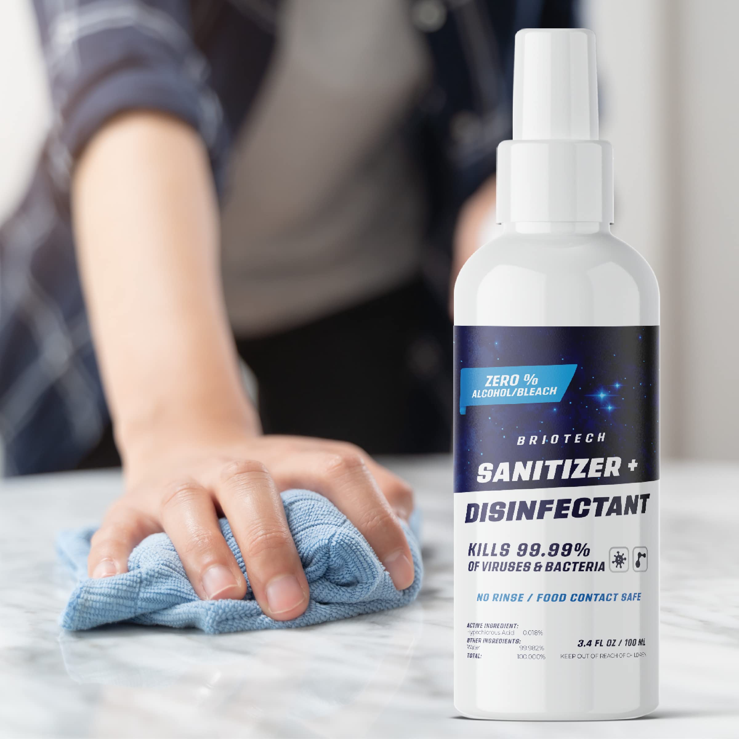 BRIOTECH 1-gallon refill bottle ready to sanitize high-touch surfaces