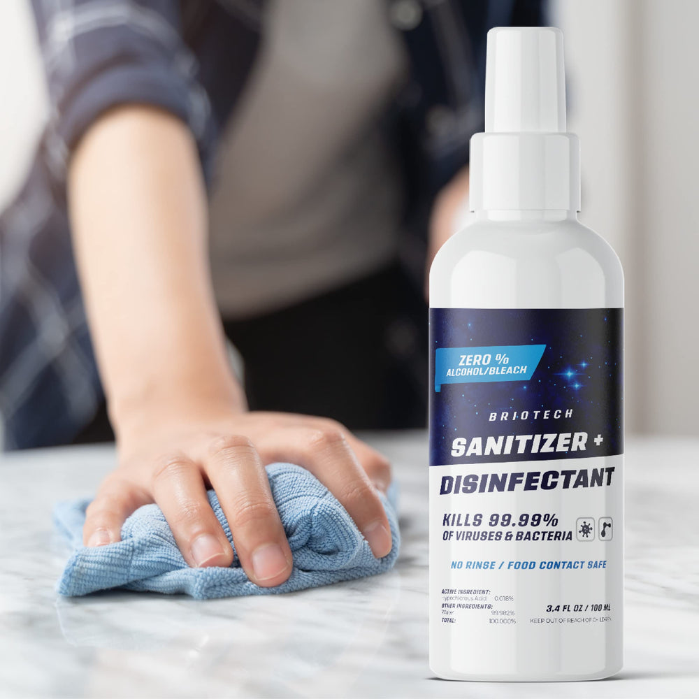 BRIOTECH 1-gallon refill bottle ready to sanitize high-touch surfaces