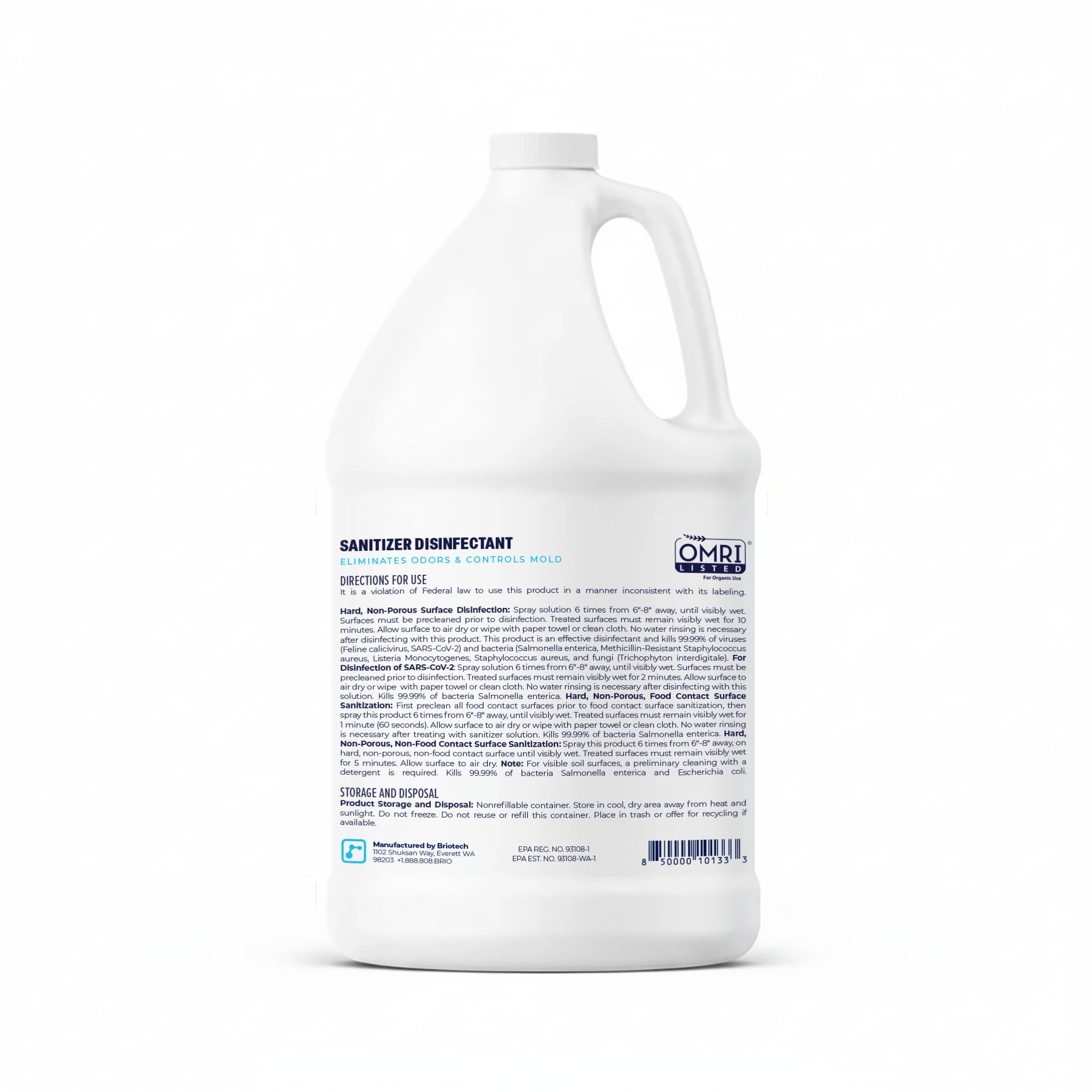 BRIOTECH food-contact surfaces sanitization: ready-to-use no-rinse formula