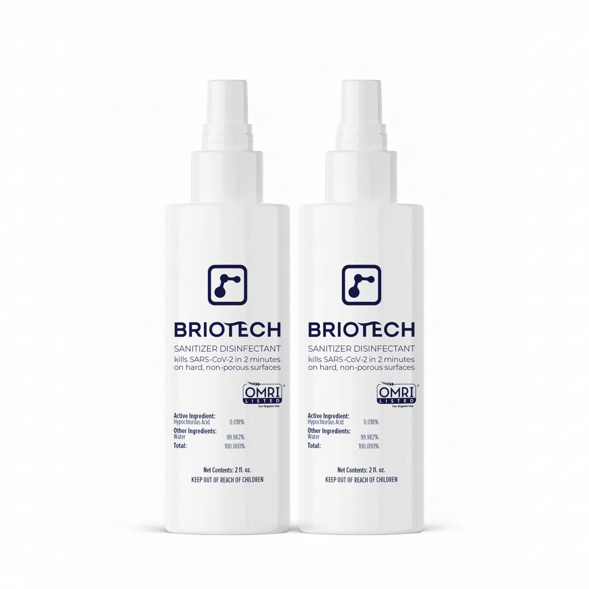 BRIOTECH sanitizer spray bottle for quick surface disinfection.