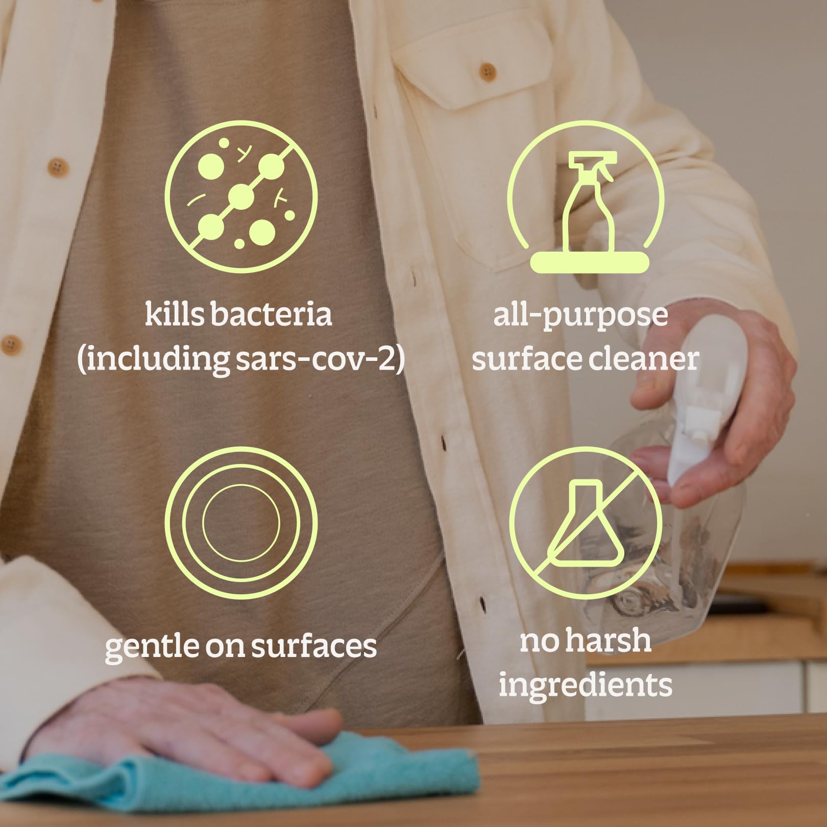 BRIOTECH ingredients highlight hypochlorous acid for safe cleaning.