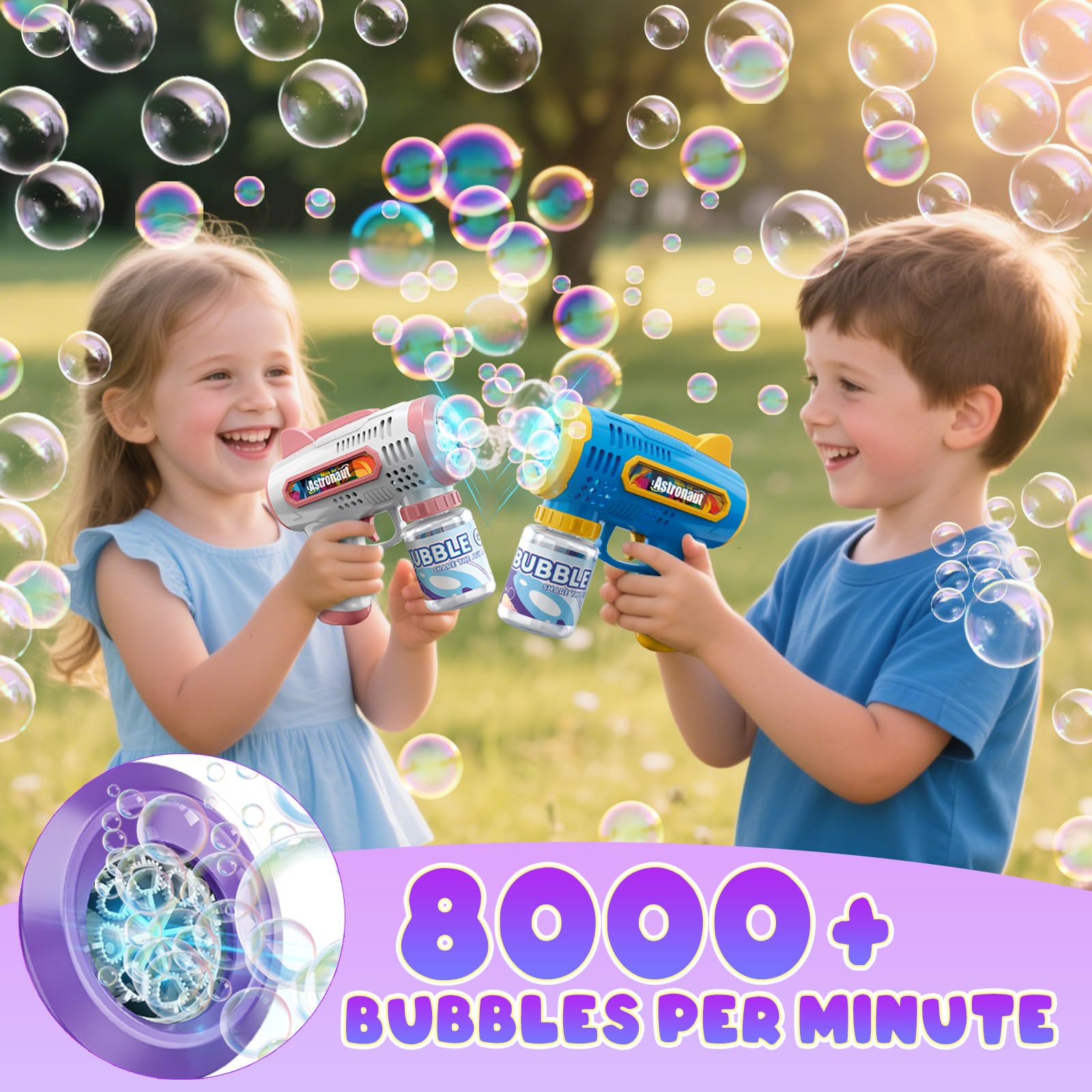 Britik bubble solution refills keep bubbles flowing during backyard parties.