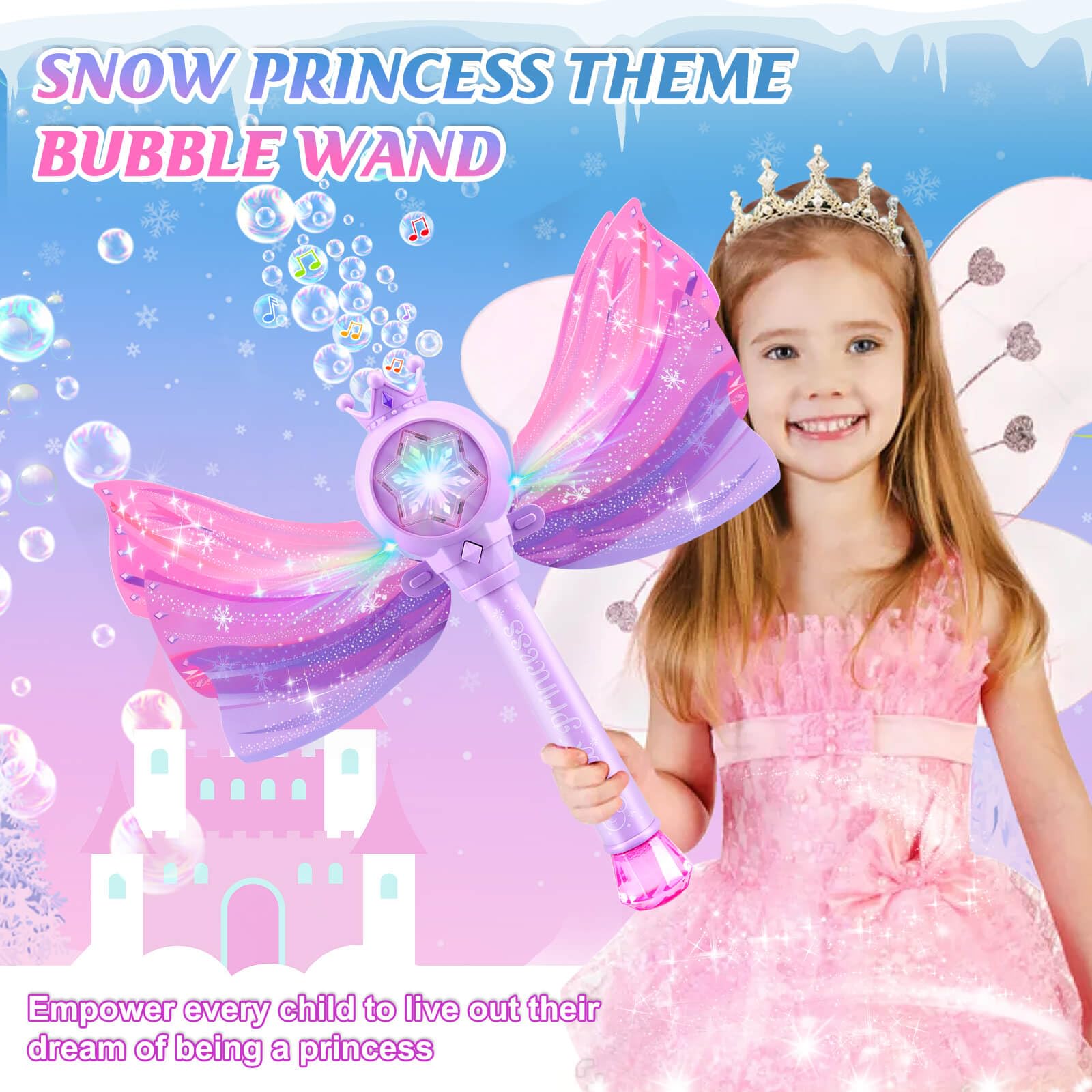 Britik Bubble Wands LED lights create magical bubbles at dusk.