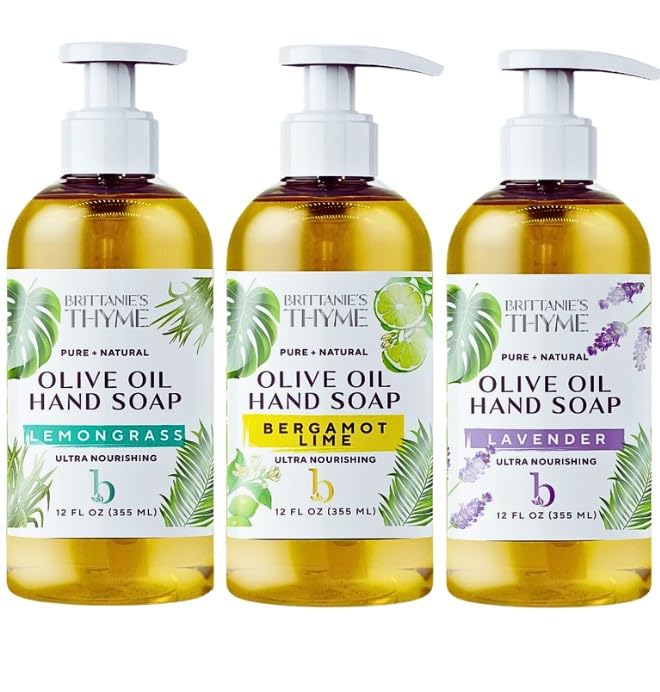 Brittanie's Thyme Bergamot Lime hand soap bottle for daily cleansing and moisturizing