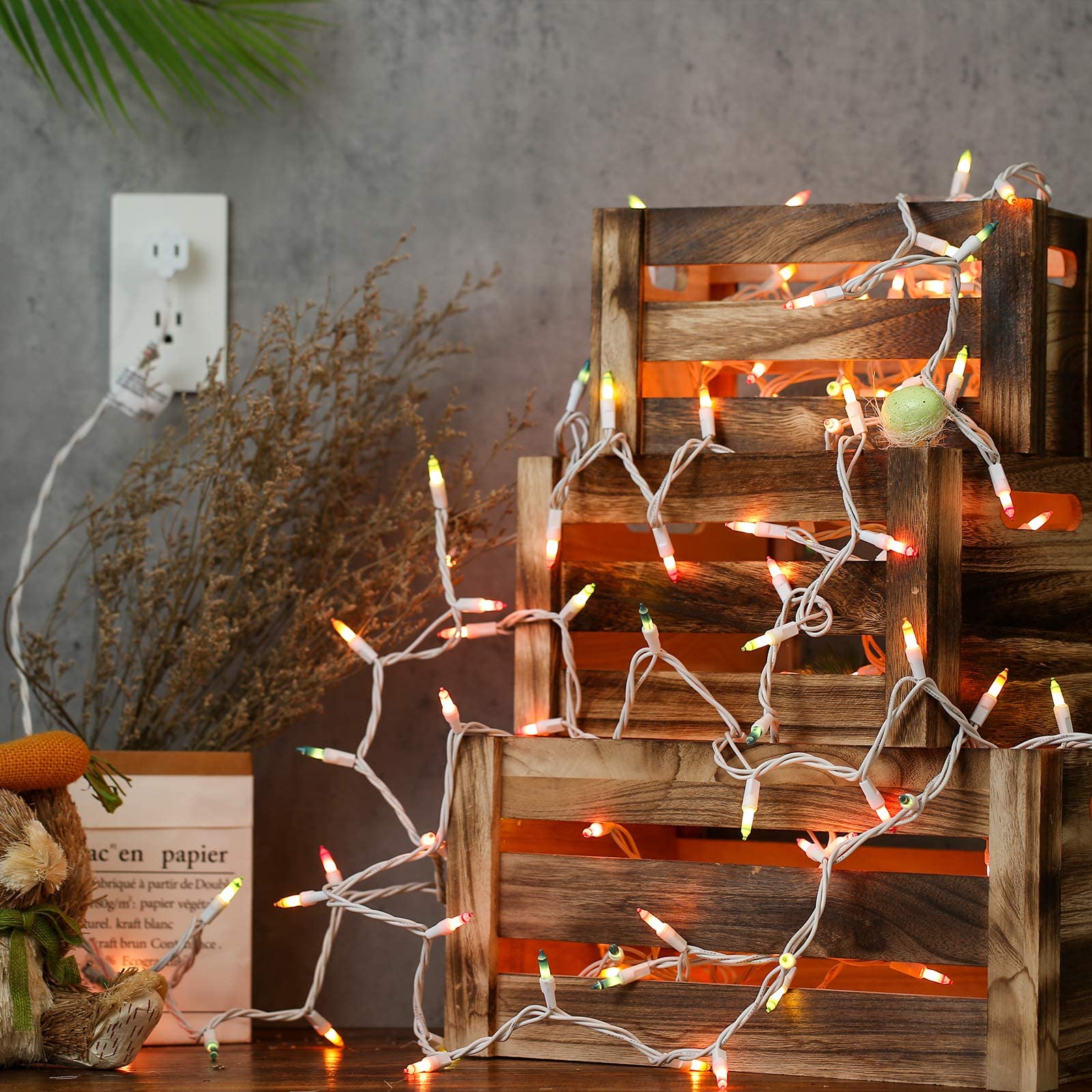Brizled pastel lights create a festive mood for celebrations.