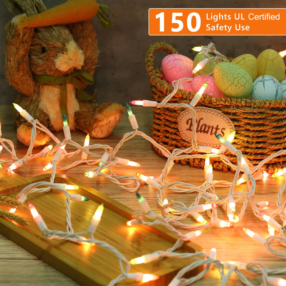 Brizled end-to-end connectable pastel lights allow scalable Easter displays.