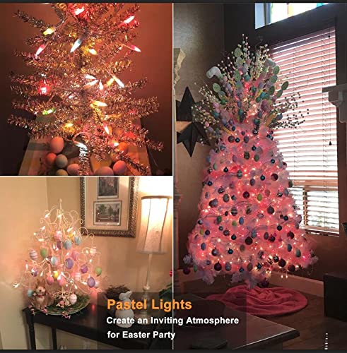 Brizled indoor outdoor Easter lights suit patios, trees, and fences.