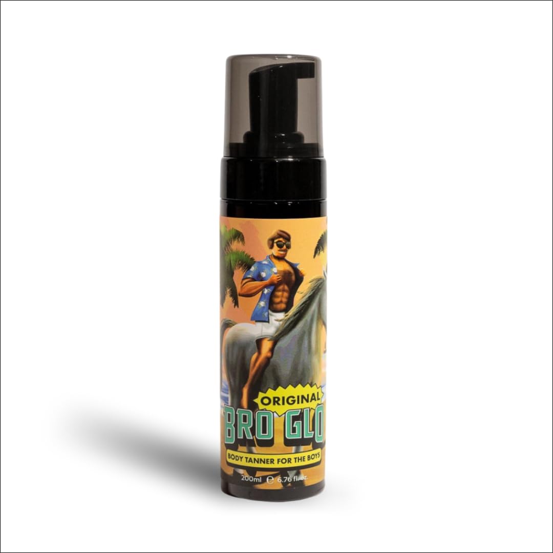 Bro Glo Self Tanner foam on face for natural sunless glow
