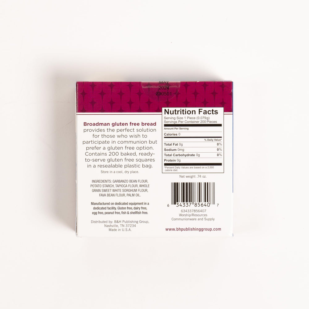 Broadman gluten-free communion bread closeup texture highlighting soft crumb.