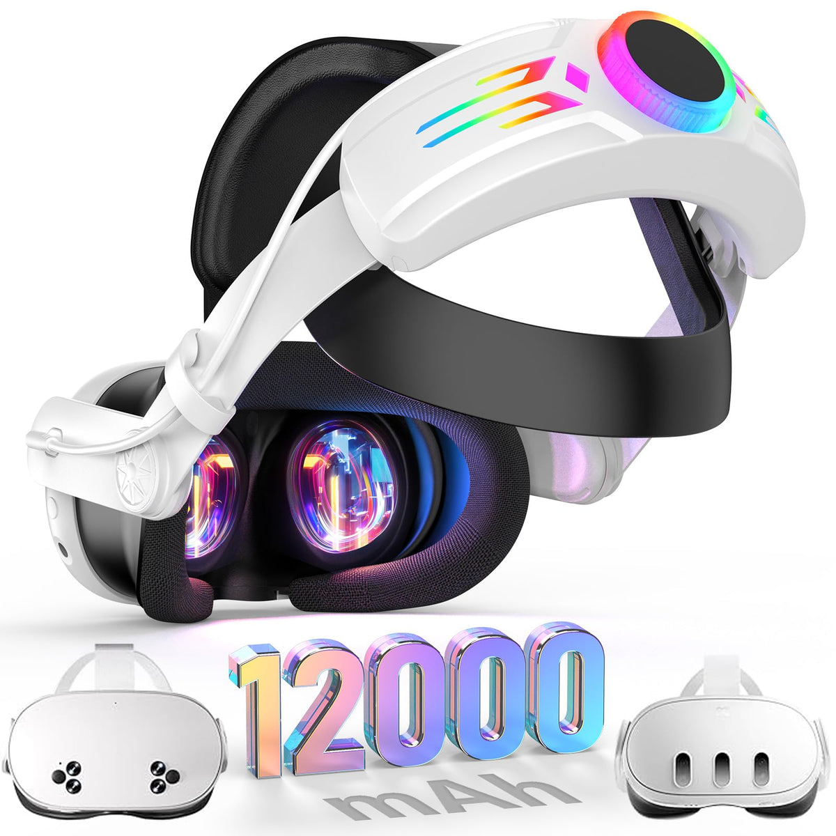 BROKELIT RGB head strap battery pack for Quest 3 extends playtime up to 8 hours