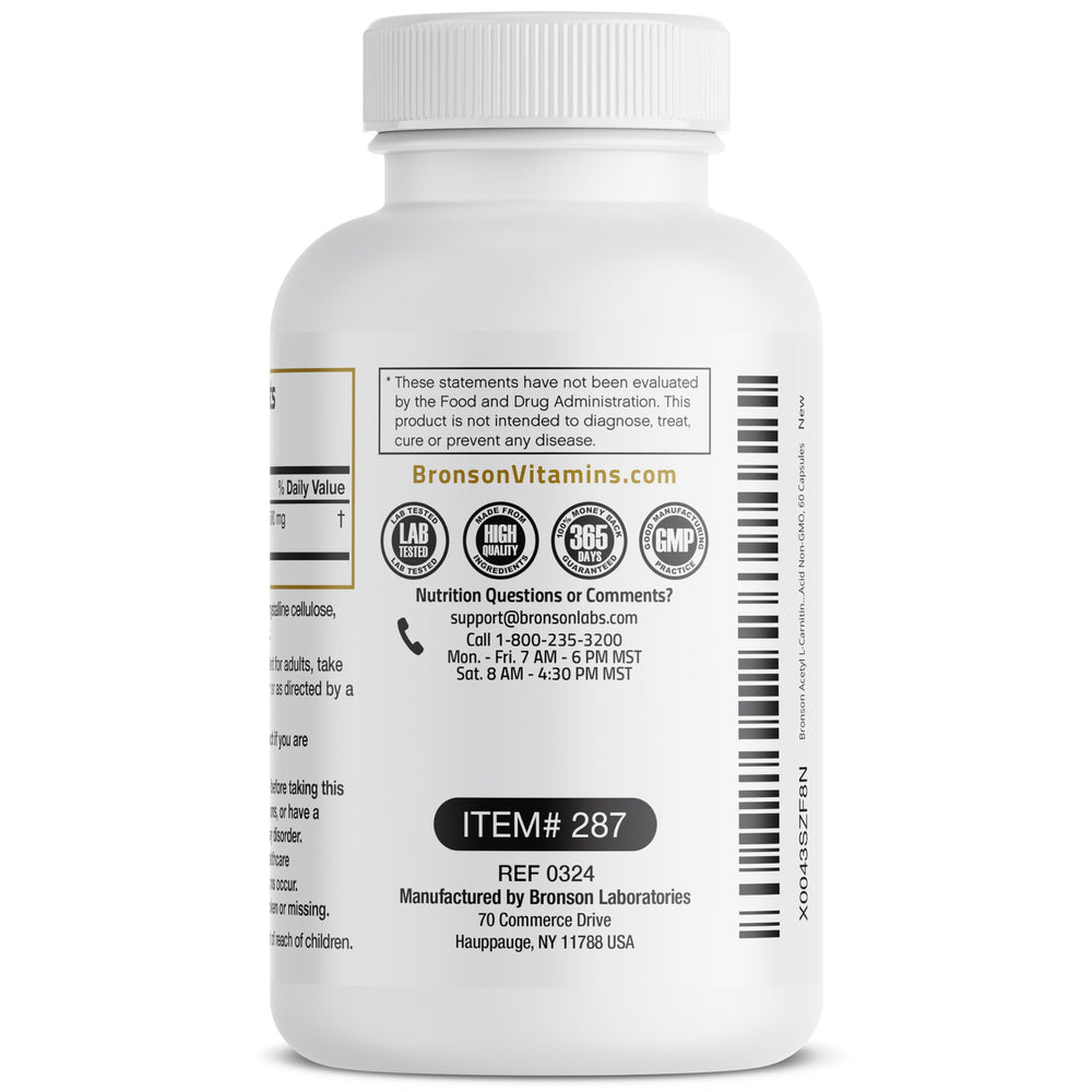 Bronson Acetyl L-Carnitine 500 mg original packaging for trust and quality