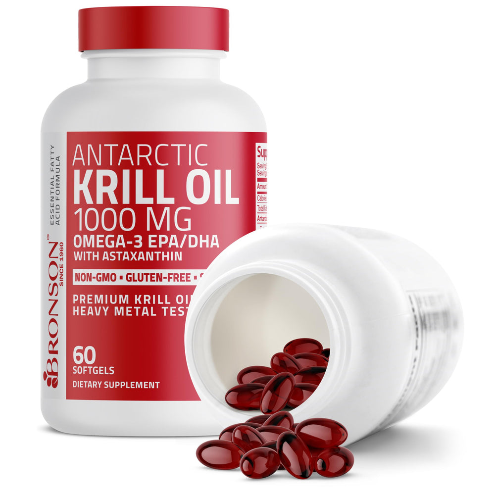 Bronson Antarctic Krill Oil lab testing badge ensuring purity.
