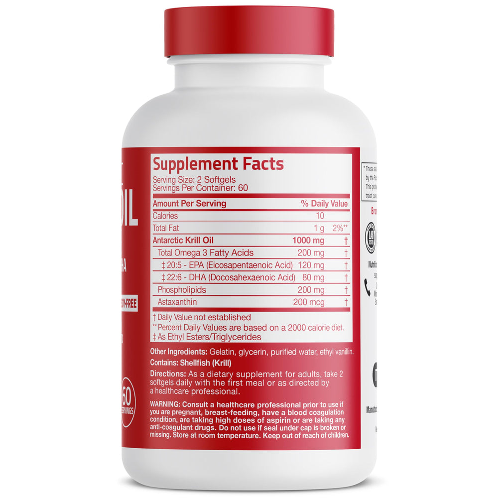 Bronson Antarctic Krill Oil omega-3 phospholipids for enhanced delivery.