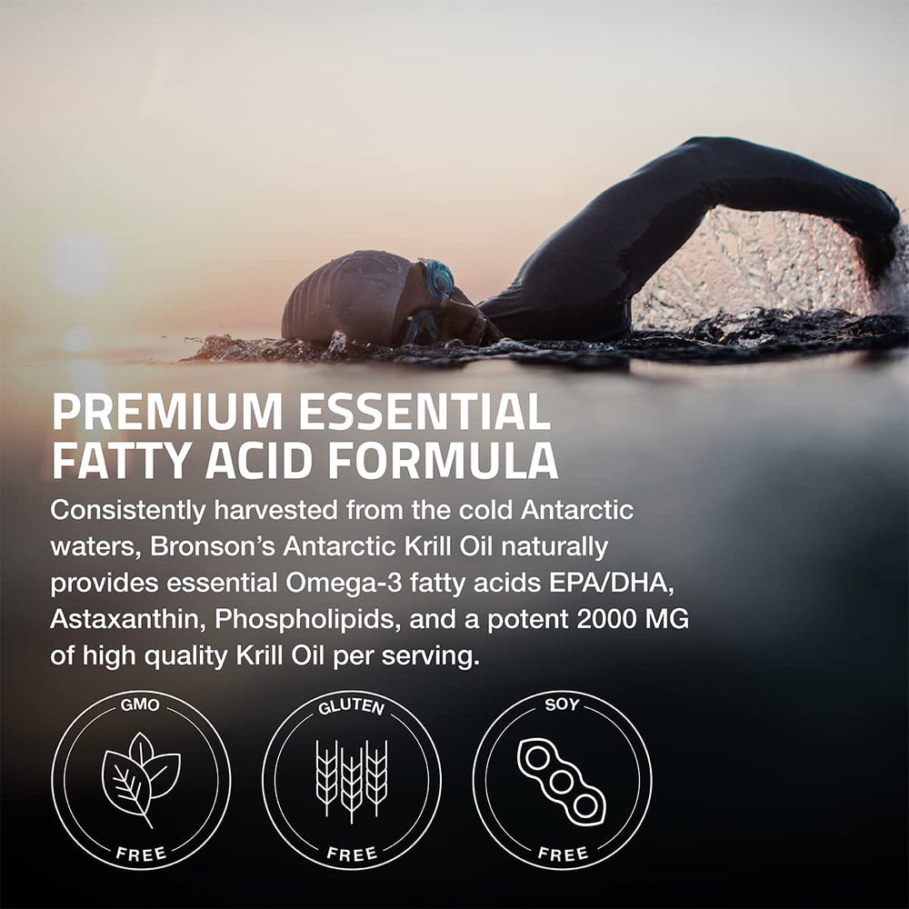 Bronson Antarctic Krill Oil packaging displayed on shelf for everyday supplementation