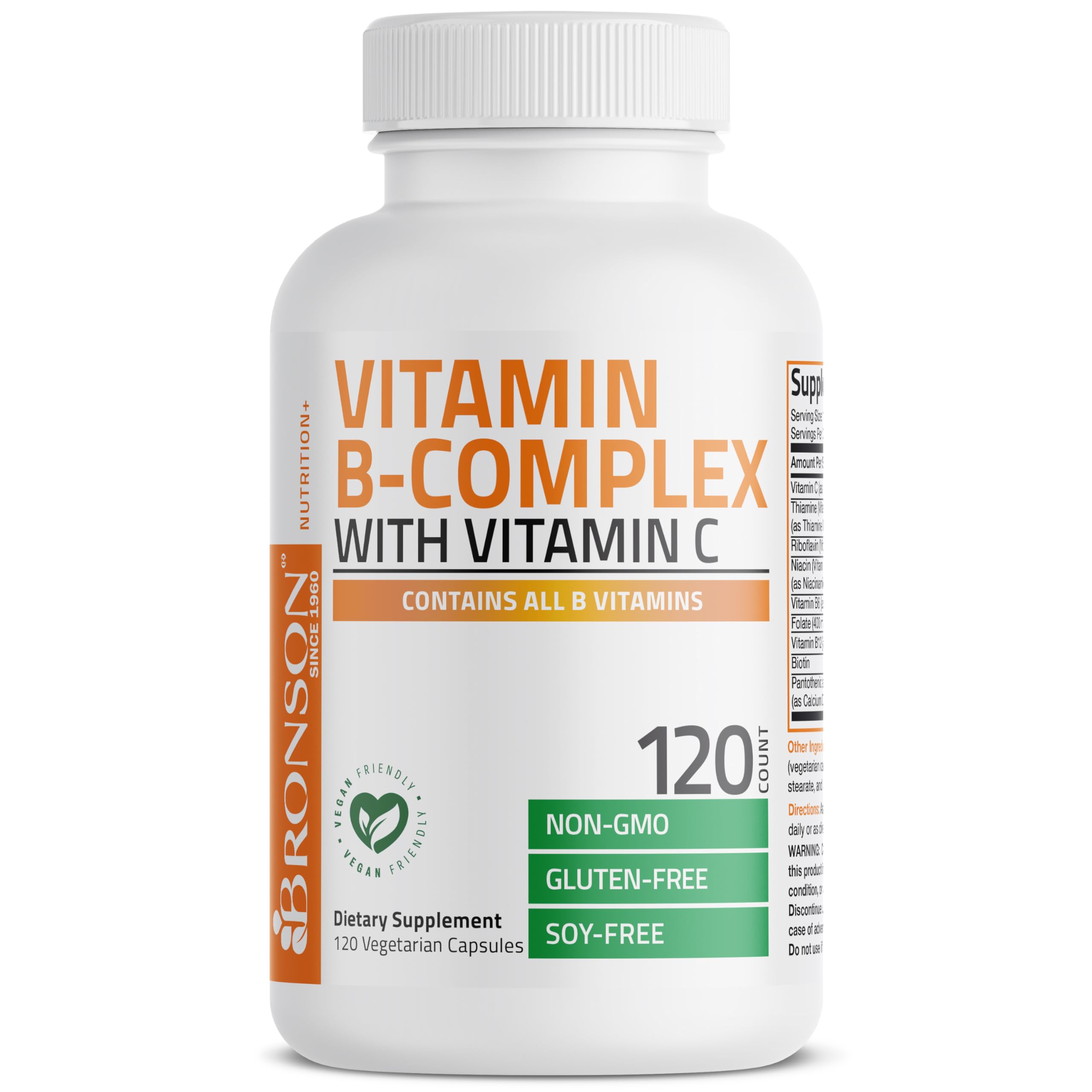 Bronson Vitamin B Complex bottle on a desk for everyday vitality.
