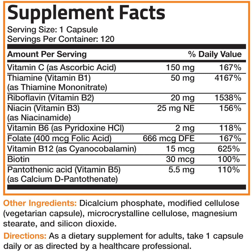 Bronson Vitamin B Complex packaging underscores trusted daily support since 1960.