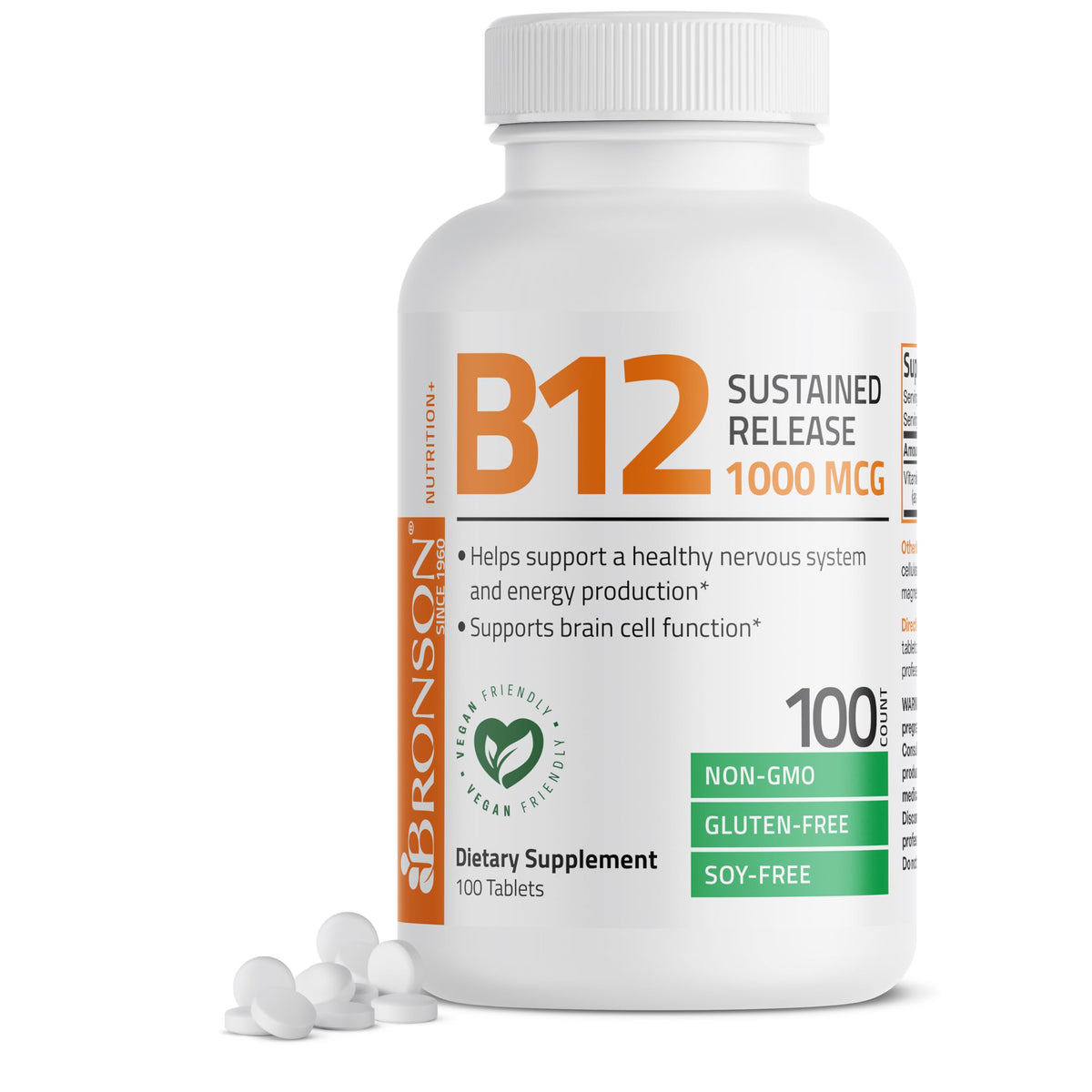 Bronson B12 sustained-release tablet offers steady energy support.