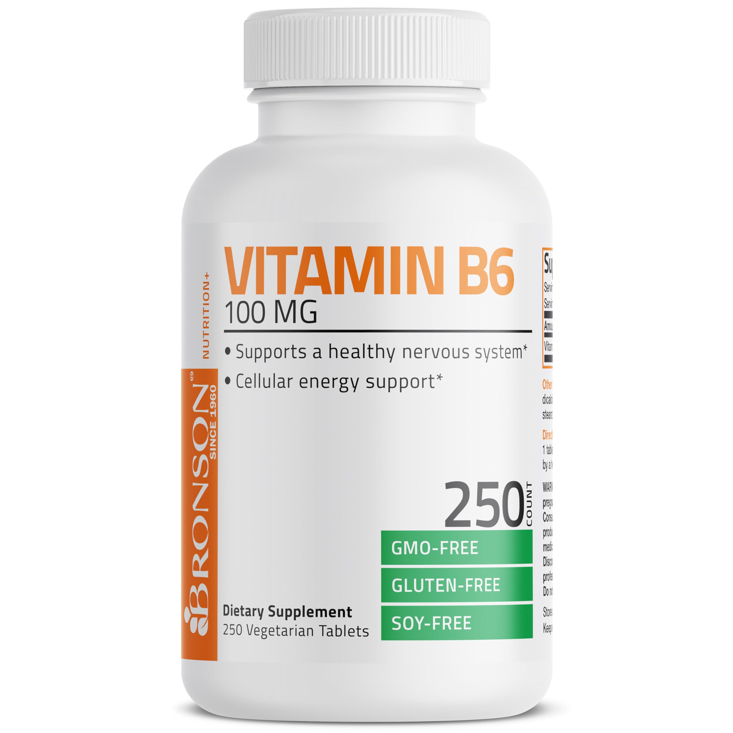 Bronson B6 100mg bottle front view for daily wellness and immune support