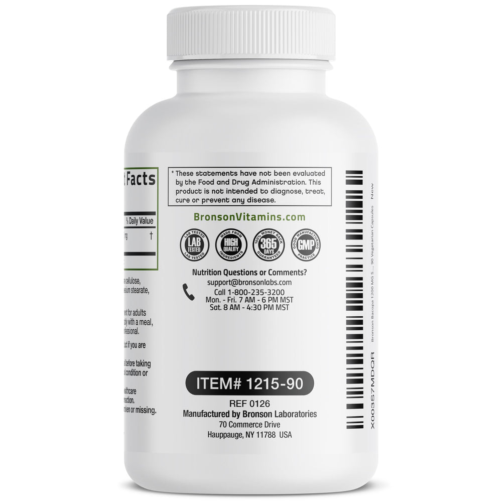 Bronson Bacopa as a trusted brand since 1960 underscores pharmacist-led heritage.