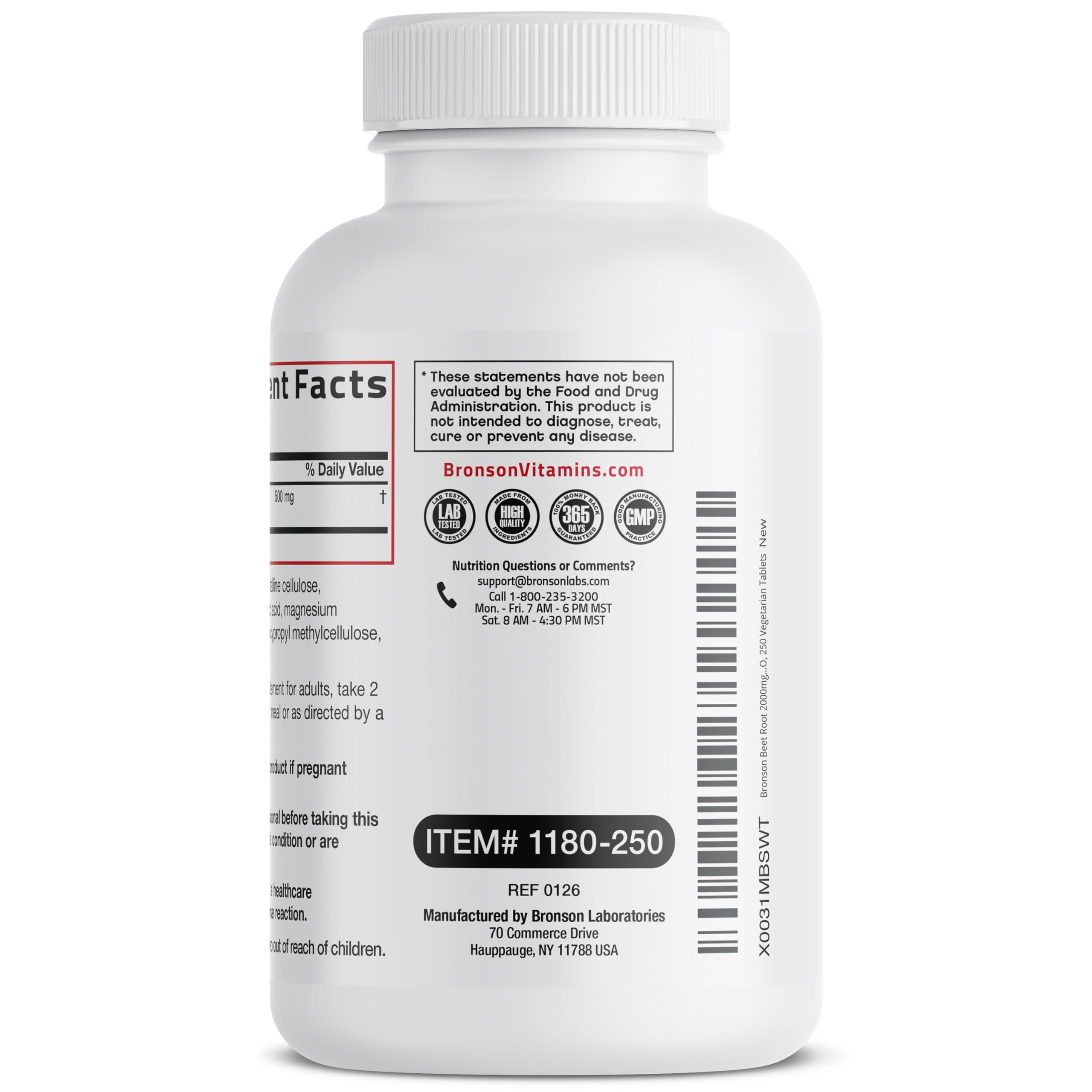 Bronson Beet Root tablets for daily use with trusted New York facility.
