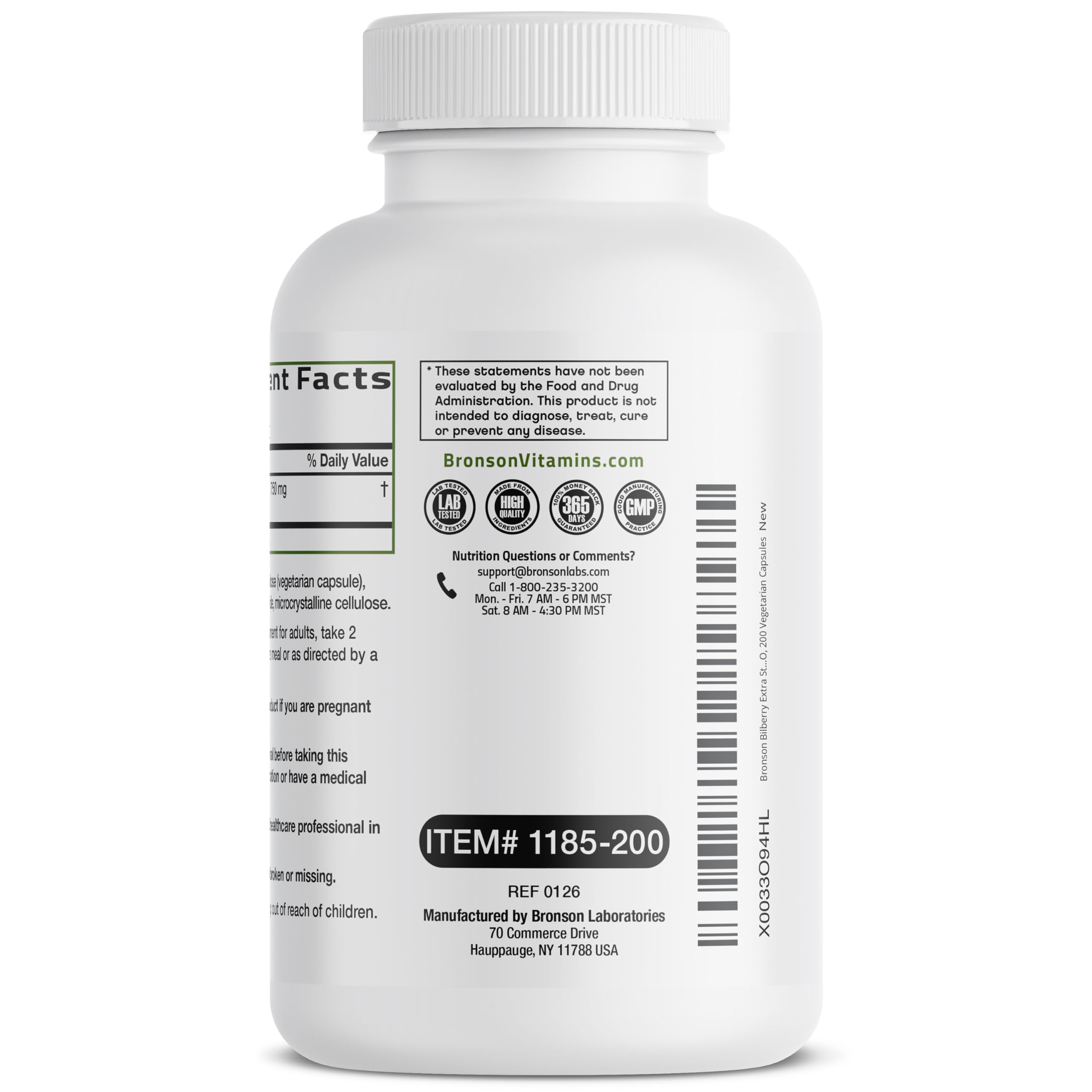 Bronson Bilberry daily-use capsules graphic suggests simple everyday routine integration.