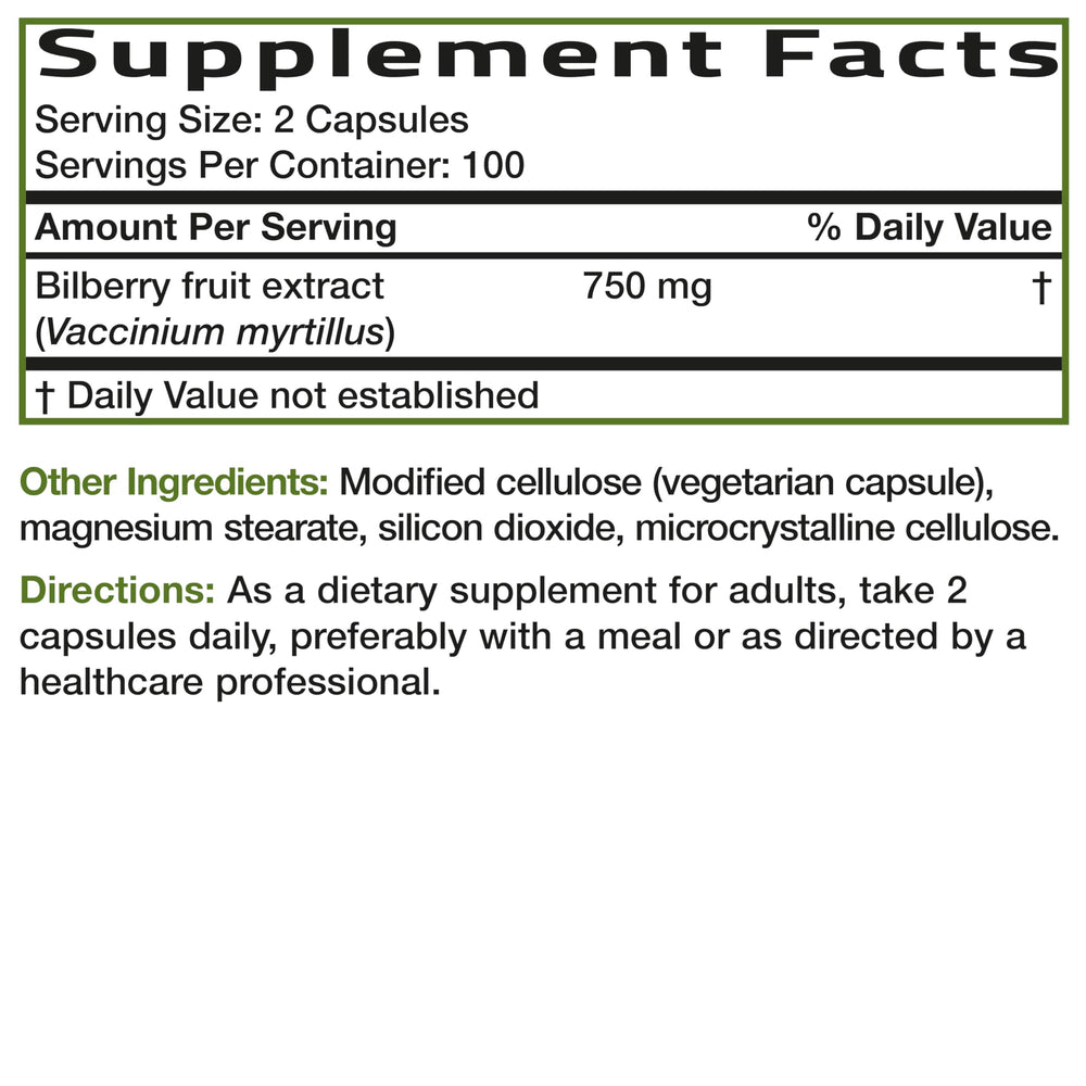 Bronson Bilberry non GMO gluten-free seal emphasizes product purity.
