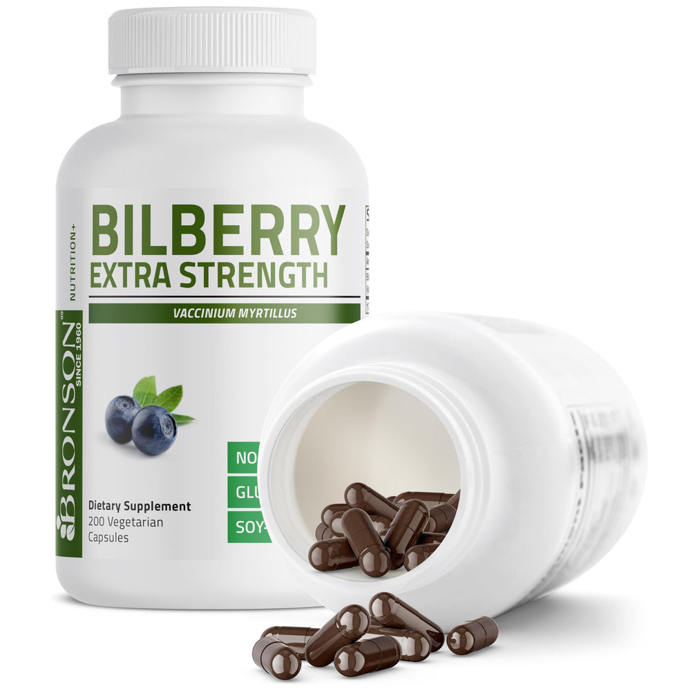 Bronson Bilberry packaging front shows non GMO vegan supplement clearly.