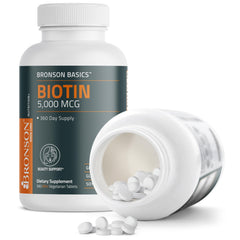 Bronson Biotin packaging with GMO-free and gluten-free indicators