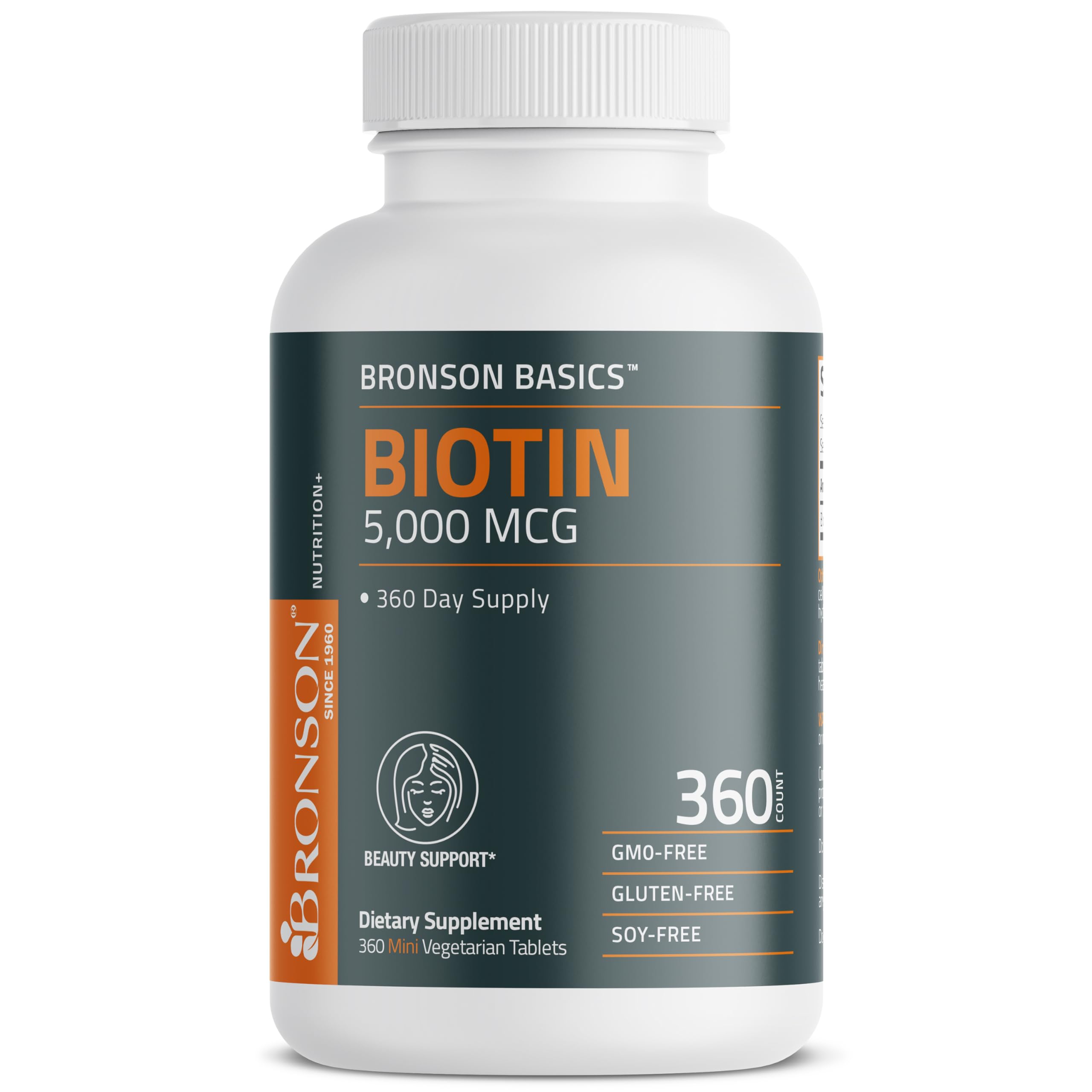 Bronson Biotin tablet closeup highlighting compact mini size