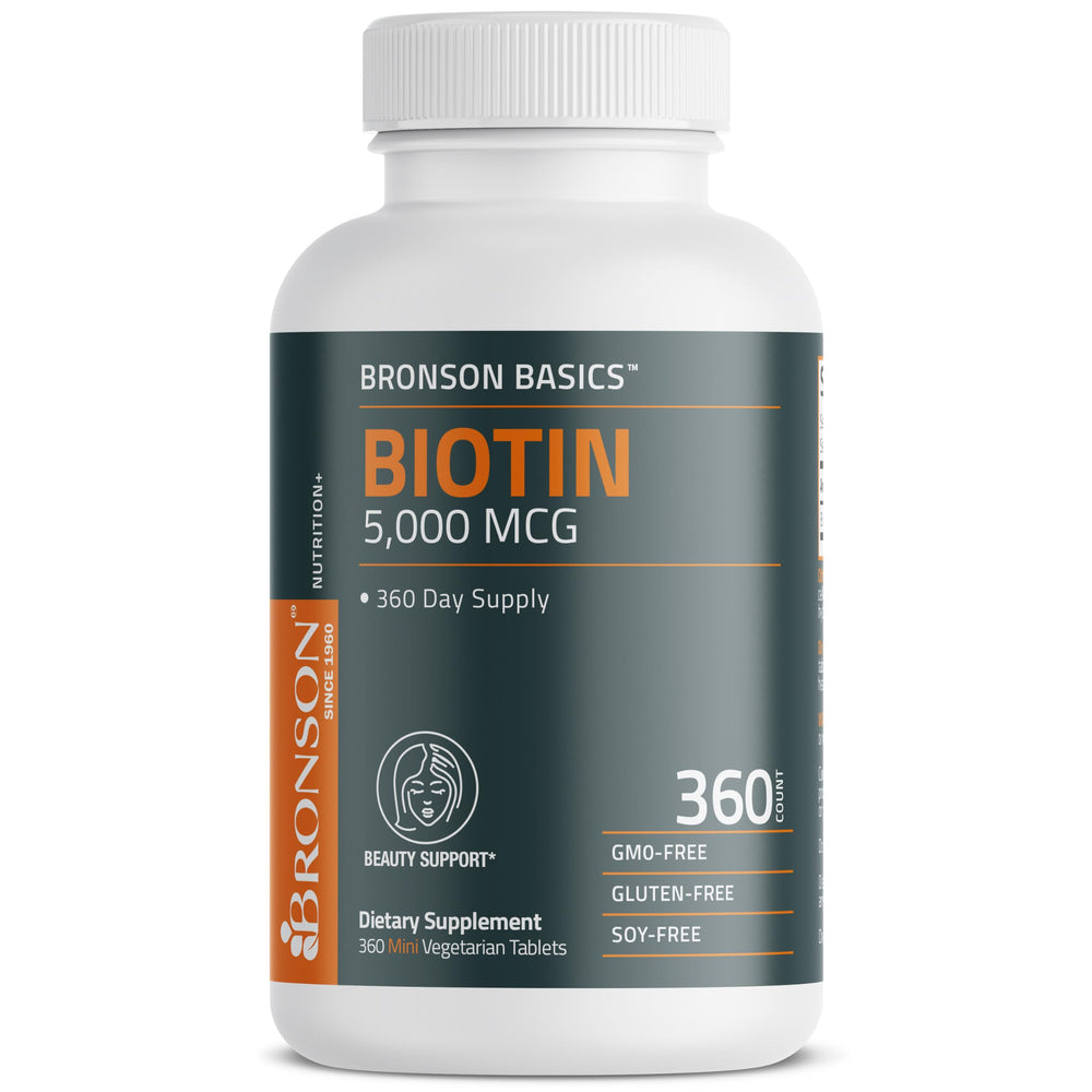 Bronson Biotin tablet closeup highlighting compact mini size