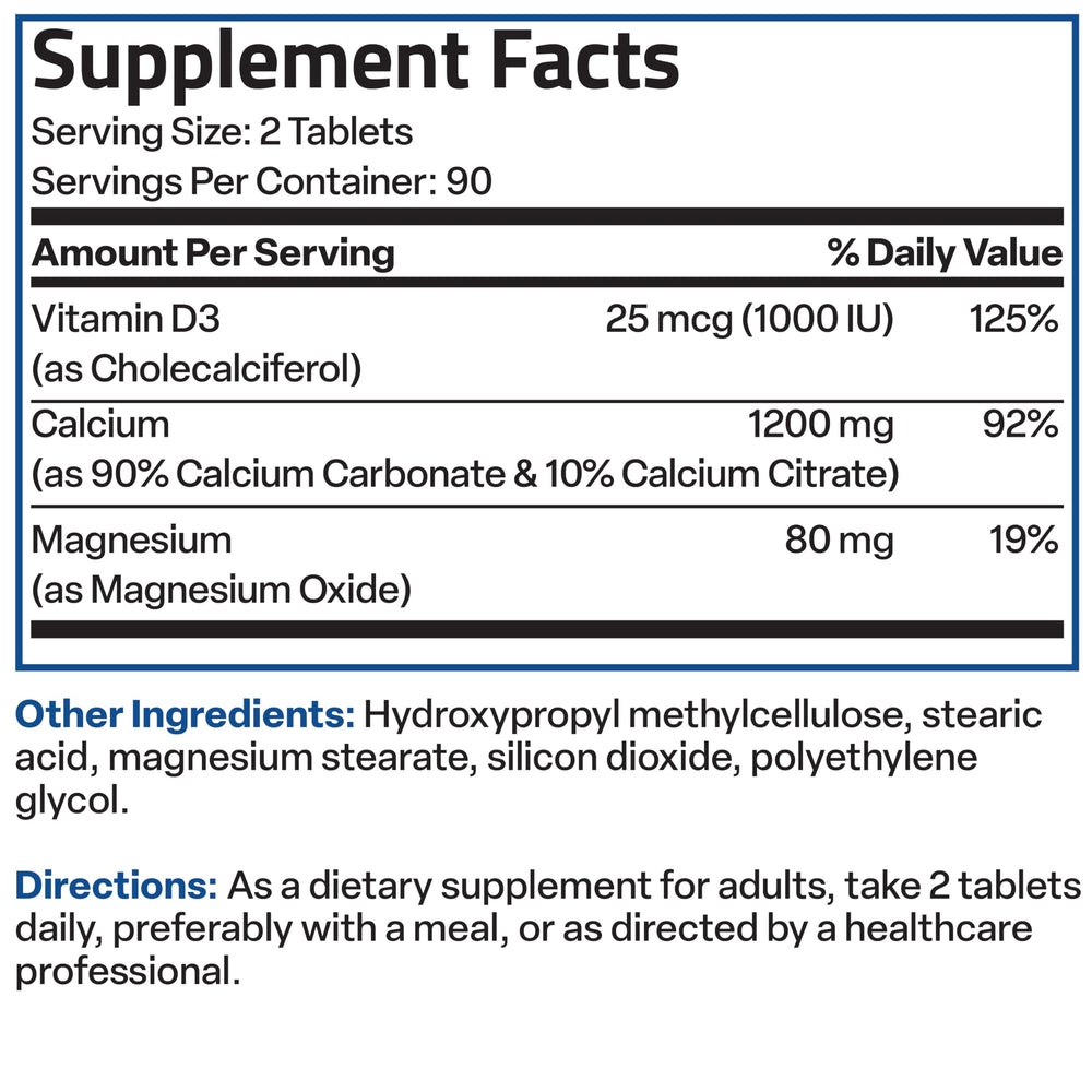 Bronson Calcium magnesium D3 blend bottle supports daily supplementation routine.
