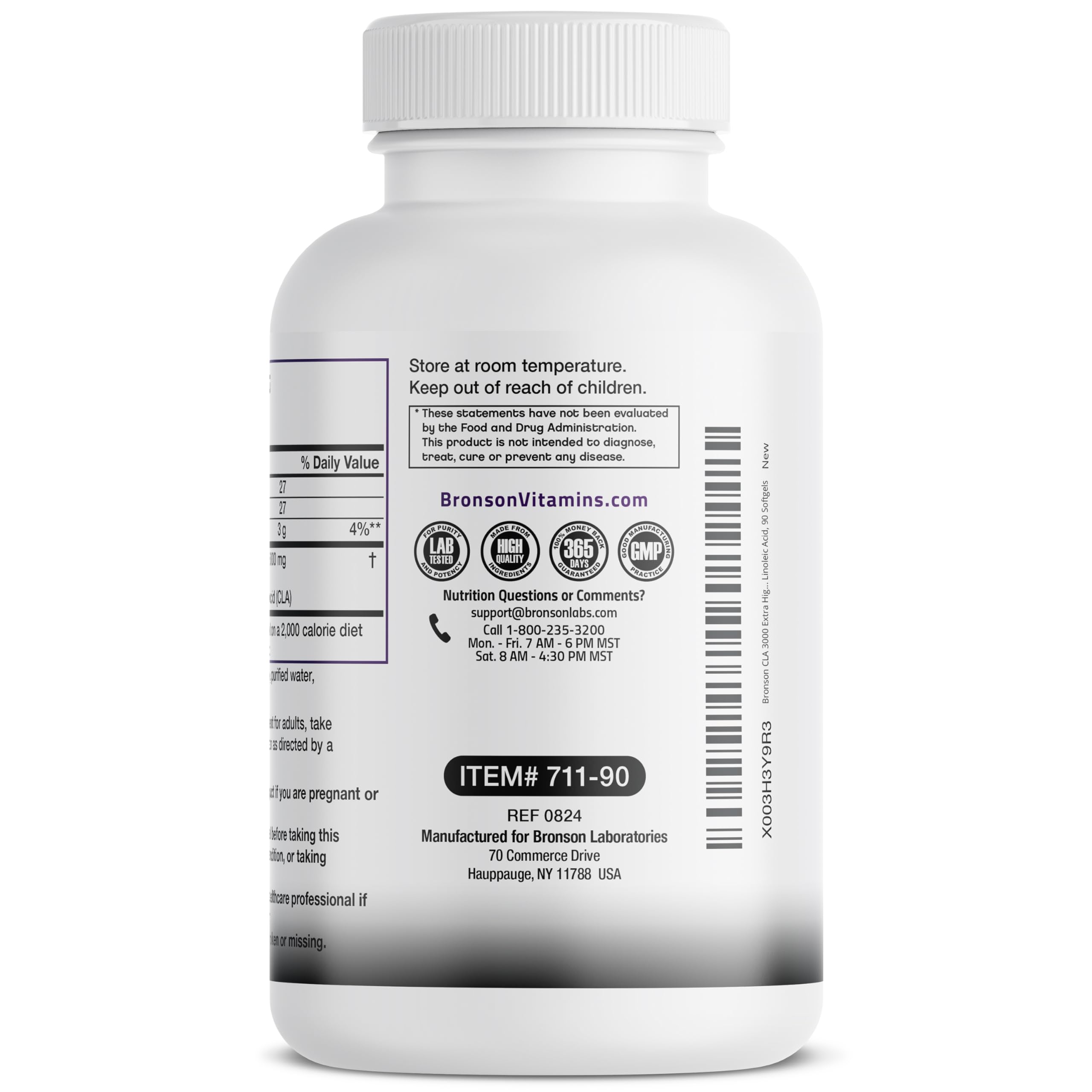 Serving dose image showing two softgels per Bronson CLA 3000 serving.